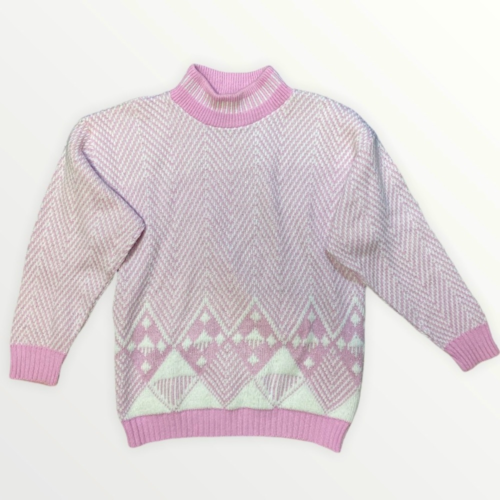 Vintage Pink Ski Sweater - Fortune Knits Geometric